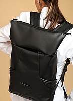 Черный красивый женский рюкзак повседневный для прогулок из искусственной кожи для ручной клади