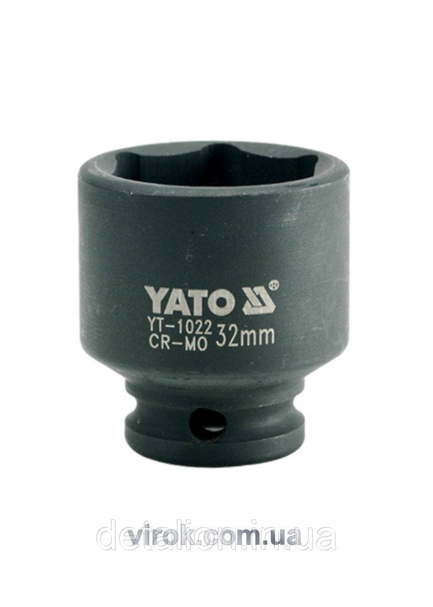 Головка торцева ударна 6-гранна YATO : квадрат 1/2", М= 32 мм, L= 48 мм [20/80]