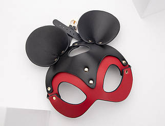 Маска БДСМ для рольових ігор Міккі 7418 20х24 см чорна з червоним ID 4399025