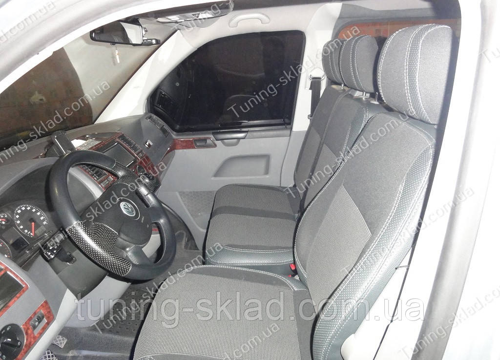 Чохли на сидіння Фольксваген Транспортер Т5 (чохли з екошкіри Volkswagen Transporter T5 стиль Premium), фото 1