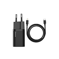 Зарядний пристрій Baseus Super Si USB-C 20 W + Type-C to Lightning Cable Black (TZCCSUP-B01)