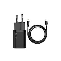 Зарядное устройство Baseus Super Si USB-C 20W + Type-C to Lightning Cable Black (TZCCSUP-B01)