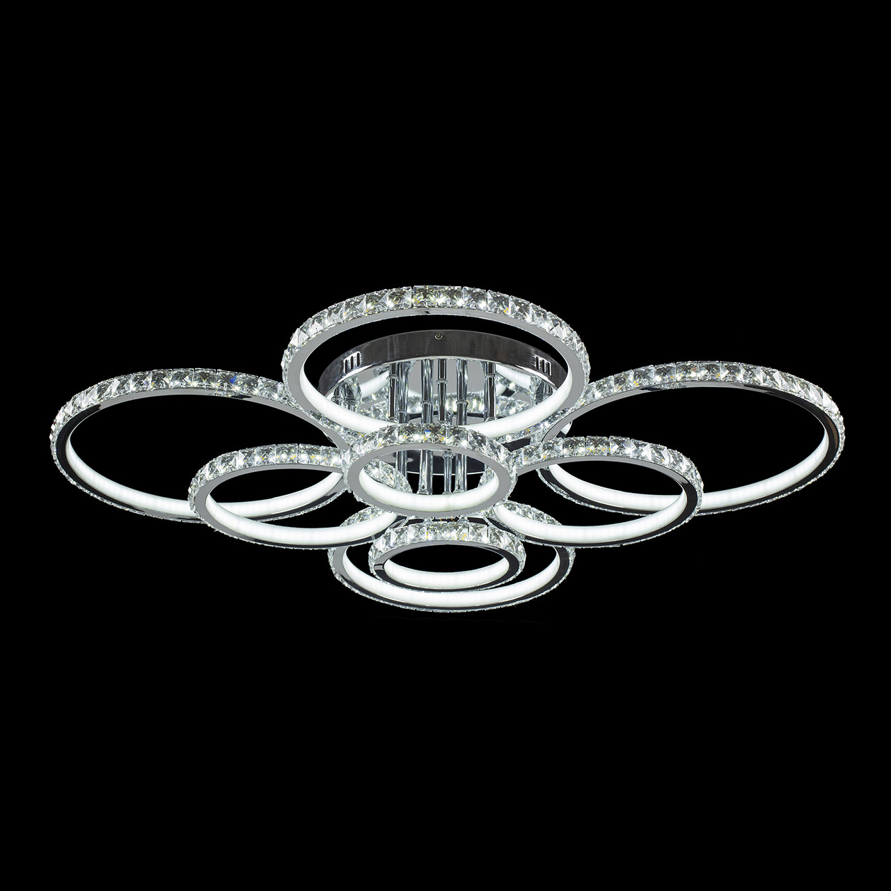 Большая Светодиодная Люстра с Хрустальными Кругами с Пультом Управления ...