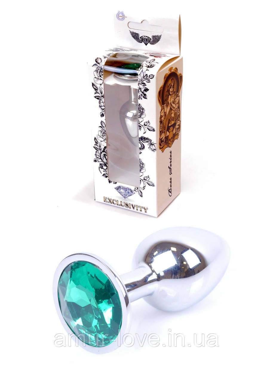 Анальний корок Jewellery Silver Plug Green, фото 1
