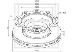 Диск гальмівний з кільцем ABS SMB/Kogel/Gigant M069018 (Пр-во EKU) 1002020496