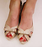 Балетки жіночі відкриті літні туфлі світлі 41 42, фото 2