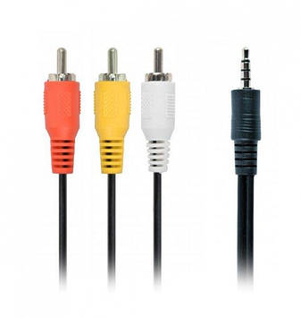 Кабель аудіо відео Cablexpert CCA-4P2R-2M, 3.5 Jack (4pin)-3RCA, 2 м