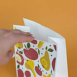 Подарункові пакети з малюнком 150*90*240 Паперовий Пакет подарунковий Яскраві Крафт пакет з малюнком груші яблука, фото 7