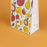 Подарункові пакети з малюнком 150*90*240 Паперовий Пакет подарунковий Яскраві Крафт пакет з малюнком груші яблука, фото 5