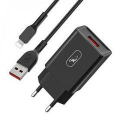 Зарядний пристрій SkyDolphin SC36L (1USB, 2.4 A) Black (MZP-000174) + кабель Lightning