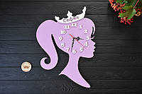 Настенные часы из дерева в детскую комнату для девочки, декор детской, часы "Принцесса" с именем на короне
