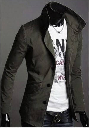 Чоловіча куртка-піджак демісезонна з коміром-стійкою чорна Л, ХЛ розмір!, фото 2
