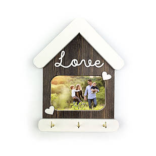 Декоративна ключниця-рамка для фото Love (Коричнева прямокутна з сердечками) хрклрам0004кпа Тур-Колекшн