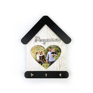 Декоративна ключниця-рамка для фото Родина (Біла з серцем) хрклрам0003бсу Тур-Колекшн