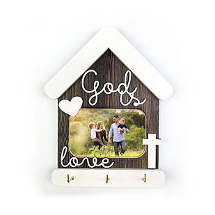 Декоративна ключниця-рамка для фото God is love (Коричнева прямокутна) хрклрам0002кпа