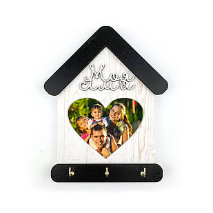 Декоративна ключниця-рамка для фото Моя сім'я (Біла з серцем) хрклрам0001бсу Тур-Колекшн