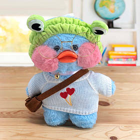 Качечка лалафан в окулярах із сумкою Cafe mimi duck м'яка іграшка качка lalafanfan 30 см синя
