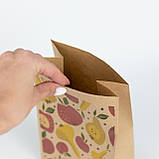 Пакети паперові подарункові з малюнком 150*90*240 яскраві Подарункові дитячі пакети з принтом груші яблука, фото 4