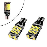 LED T15 W16W лампа в автомобіль 2шт, 45 SMD 4014, з обманкою Canbus, білий