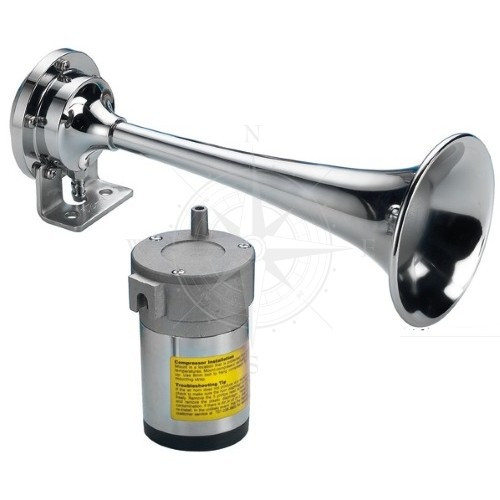 Горн труба з компресором Osculati 21.442.12 для судна човна катера 123 дБ латунь на 12 В 250 мм довжина сертифікований COLREG, фото 1