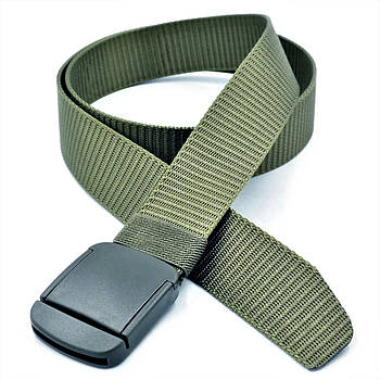 Тканинний армійський ремінь на стропі з пряжкою, Оливковий / Тактичний чоловічий ремінь