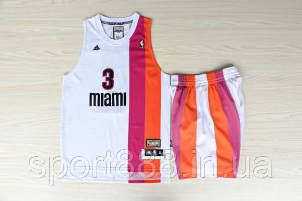 Біла баскетбольна форма Вейд 3 Маямі Floridians Wade Miami Heat NBA