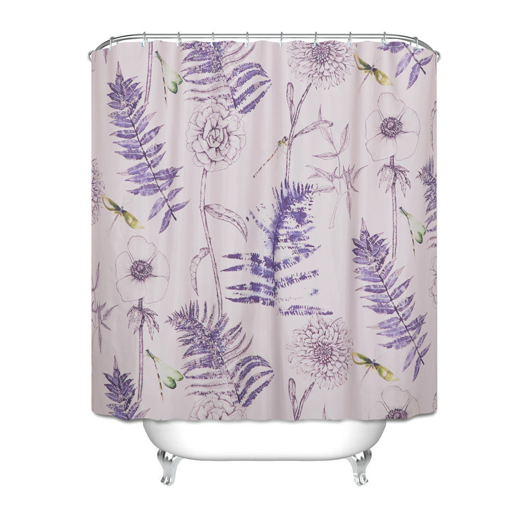 Штора для ванної з кольоровим принтом фіолетова Растія 180 см Berni Home