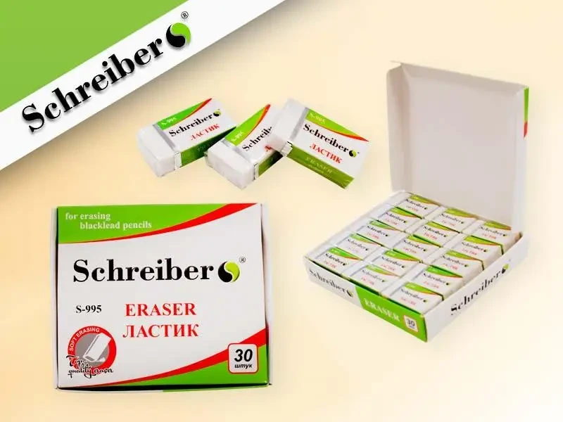 Гумка SCHREIBER біла прямокутна, 3,6*2см.