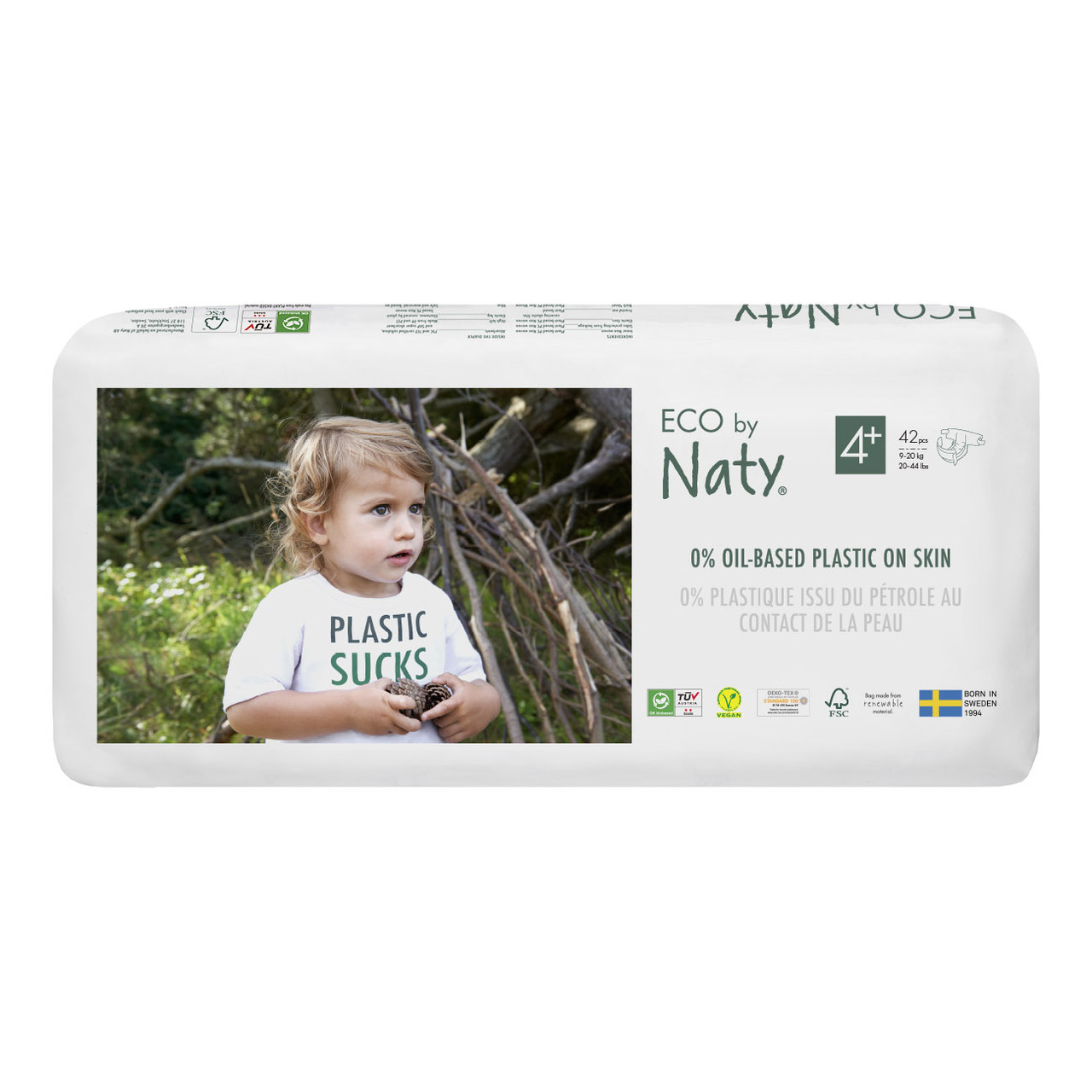 Одноразові дитячі підгузки ECO by Naty Розмір 4+ (9-20 кг), 42 шт.
