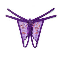 Трусики еротичні з розрізом універсальний фіолетовий
