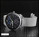 Чоловічий кварцовий годинник Skmei 9182 сріблясті з чорним циферблатом, фото 5