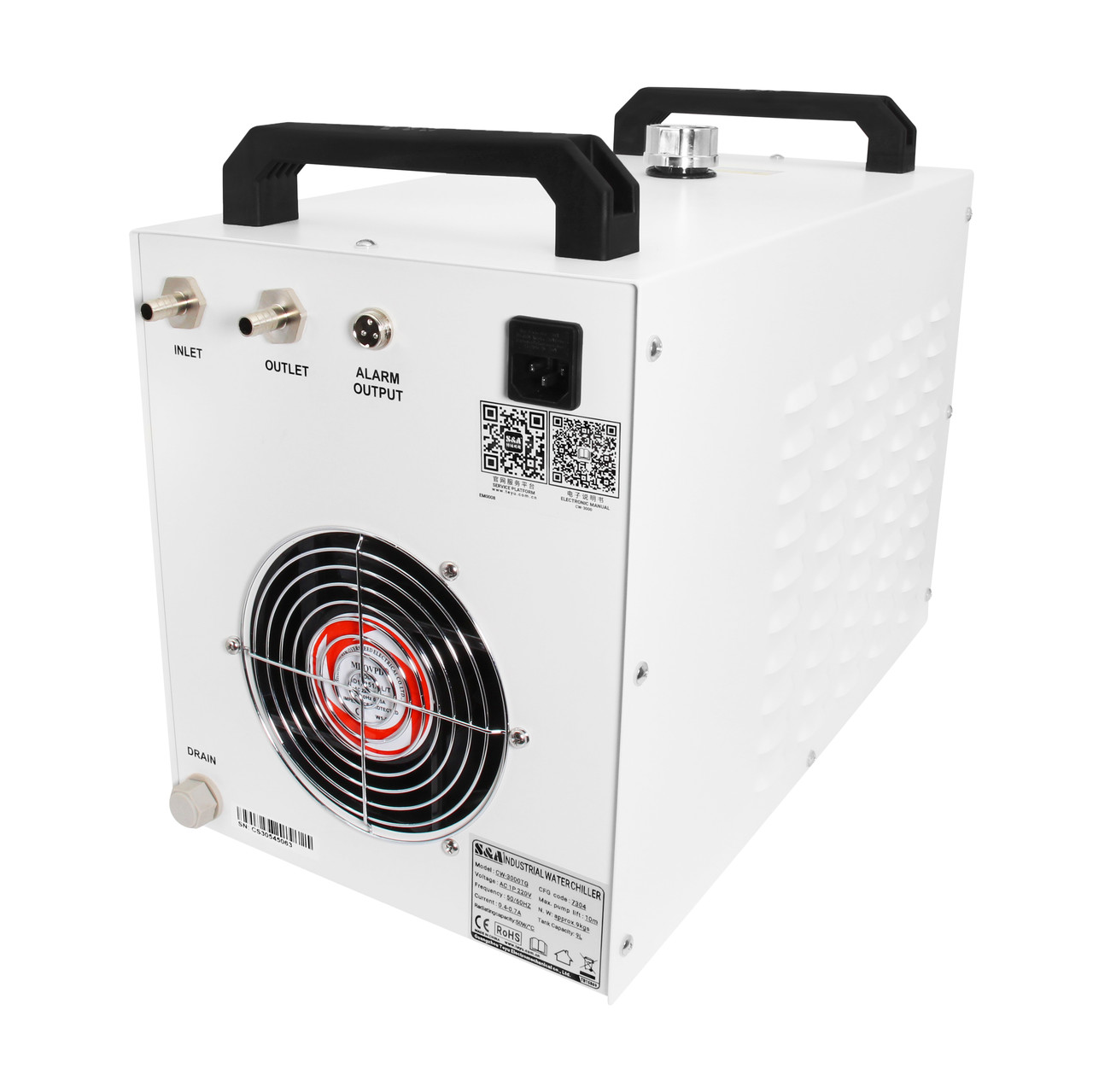 Чиллер для охлаждения жидкости S&A CW-3000TG, система охлаждения воды для лазерного станка CO2 и шпинделя - фото 2 - id-p978166277