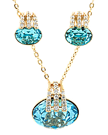 Набір Xuping Позолота 18K з кр-ми Swarovski Сережки Кулон на ланцюжку "Кристали Light Turquois" довжина 41-46см