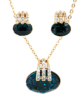 Набор Xuping Позолота 18K с кр-ми Swarovski Серьги Кулон на цепочке "Кристаллы Emerald" длина 40-45см х 1мм