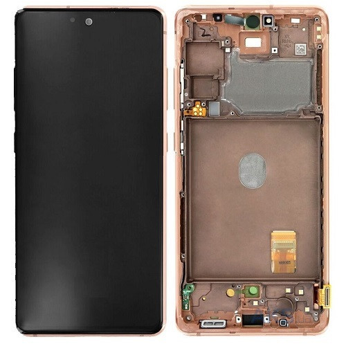 Дисплей для Samsung GH82-24219D | G780 Galaxy S20 FE з сенсорним склом в рамці (Оранжевий) Сервісний ориг
