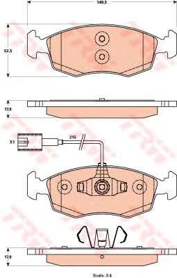 Комплект гальмових колок, дисковий гальм TRW FIAT PUNTO (199) (2012)