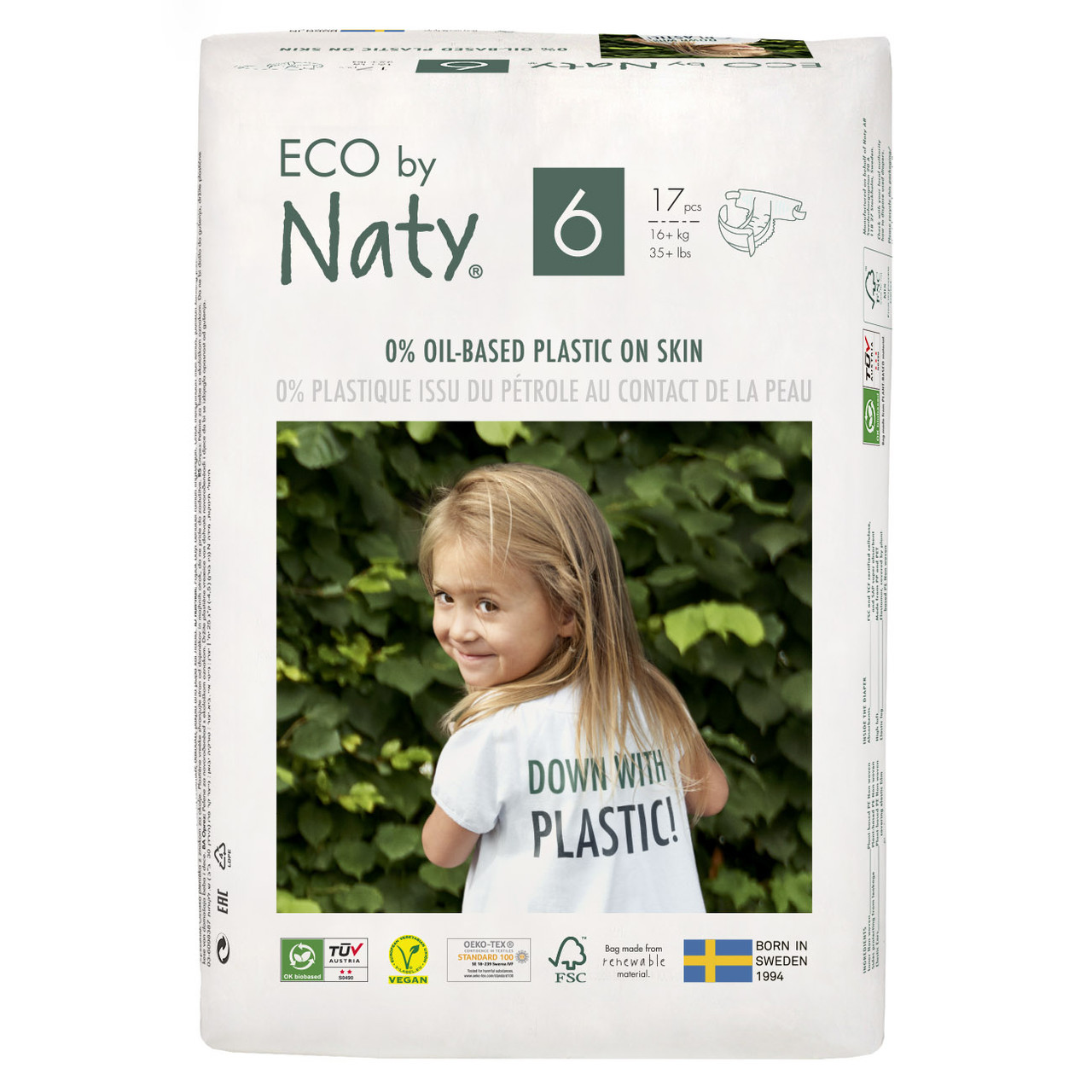 Одноразові дитячі підгузки ECO by Naty Розмір 6 (від 16 кг.), 17 шт.