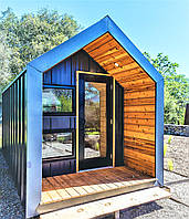 Строительство бани мобильной барн хаус 3,5х2,3х2,7м. Sauna barn house Thermowood Production Ukraine