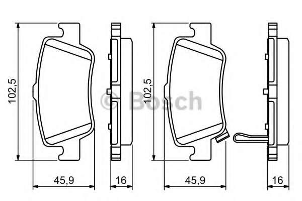 Комплект гальмівних колодок, дискове гальмо BOSCH TOYOTA AURIS (NRE15_, ZZE15_, ADE15_, ZRE15_, NDE15_) (2006)