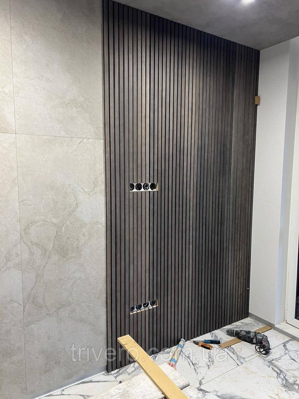 Декоративні дерев'яні рейки. Дерев'яні рейкові панелі. Рейкові перегородки, фото 1