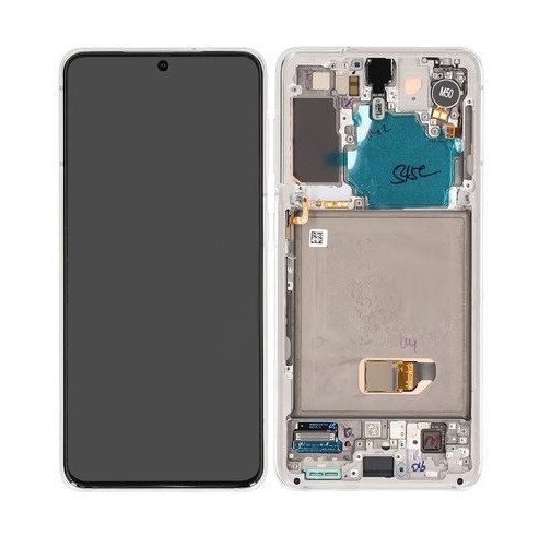 Дисплей для Samsung G991 Galaxy S21 з сенсорним склом в рамці (Білий) Сервісний оригінал