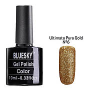 Кольоровий гель-лак для нігтів Bluesky, 10 мл (блискучий) Ultimate pure gold №6