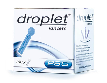 Голки для глюкометра (ланцети) Droplet 28G (0,36 мм), 100 шт