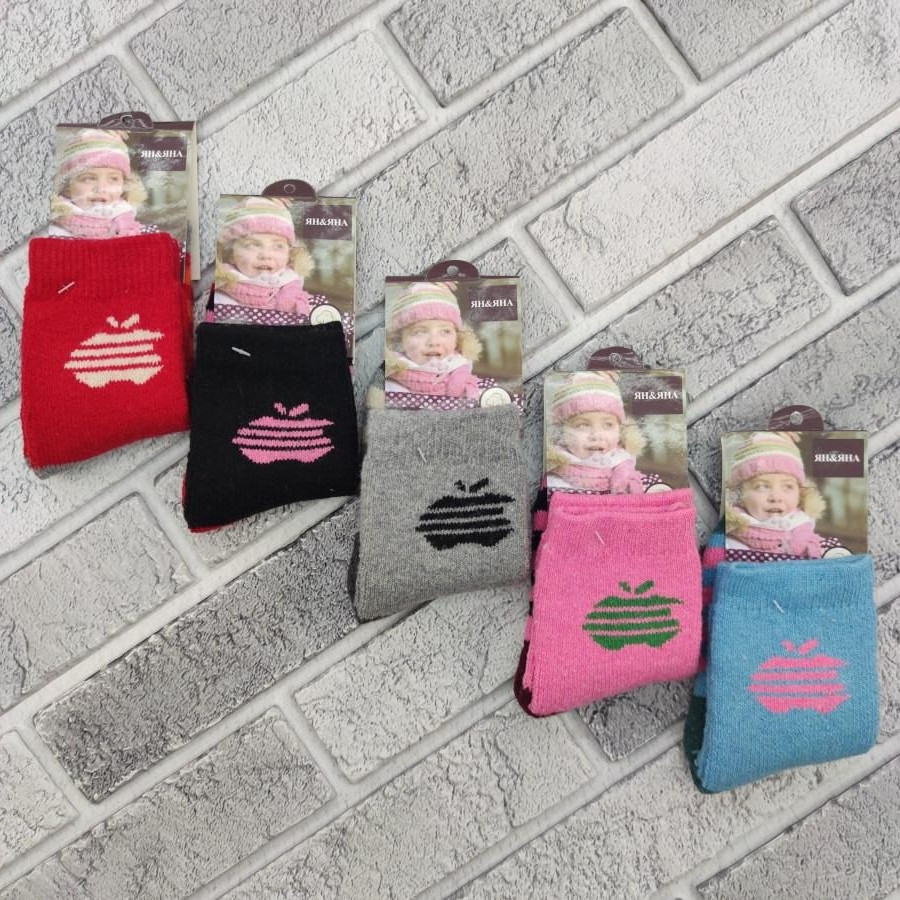 Шкарпетки з махрою вовняні ангора дитячі "ЯН&ЯНА" 16-18 розмір асорті НДЗ-07347, фото 1