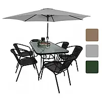 Комплект садовой мебели Kontrast Boston садовый стол + стулья + зонт Бежевый M_1018 Серый