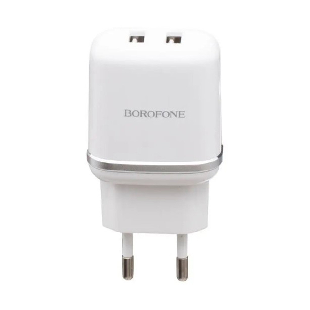 Мережевий зарядний пристрій Borofone BA25A QC3.0 2.4A з кабелем microUSB 1m, White, фото 1
