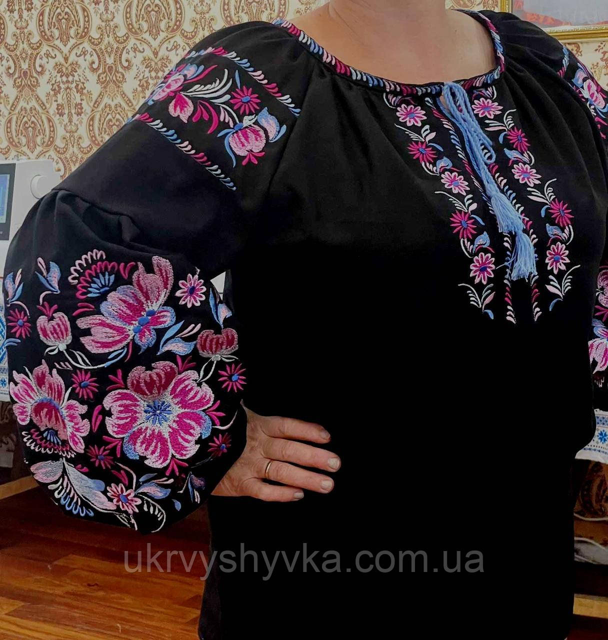 Вишиванка "Петриківський розпис" чорна