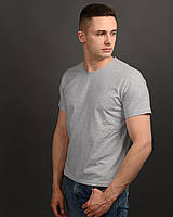 Мужская футболка, 95% хлопок, серый меланж, арт. 1014