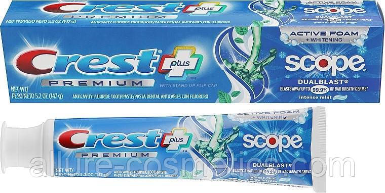 Зубна паста свіже дихання Crest Premium Scope Dual Blast Toothpaste 147г