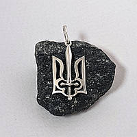 Срібний кулон Герб України з мечем, срібний Тризуб двобічний Ручна робота